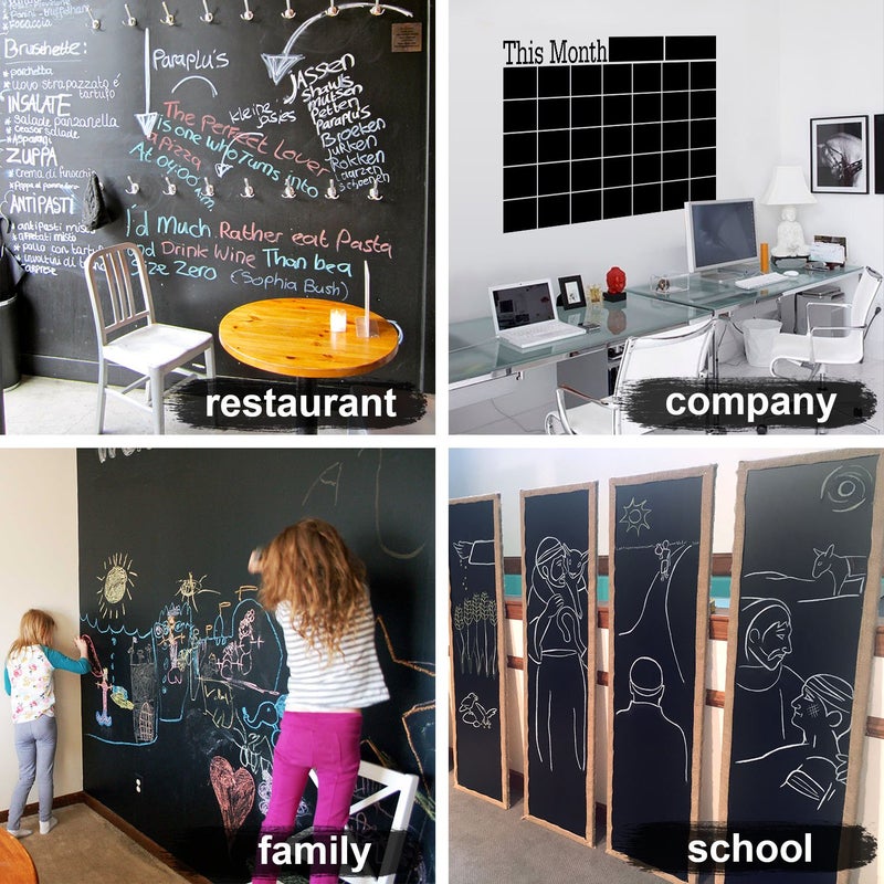 UnityStar Chalk Paper, 17.7" X 78.7" Adhesive Chalkboard Contact Paper Removable Wall Decal Stickers with 1 Liquid Chalk Marker & 5 Colors Chalks for Home Office School Blackboard Restaurant Menu - Image 4